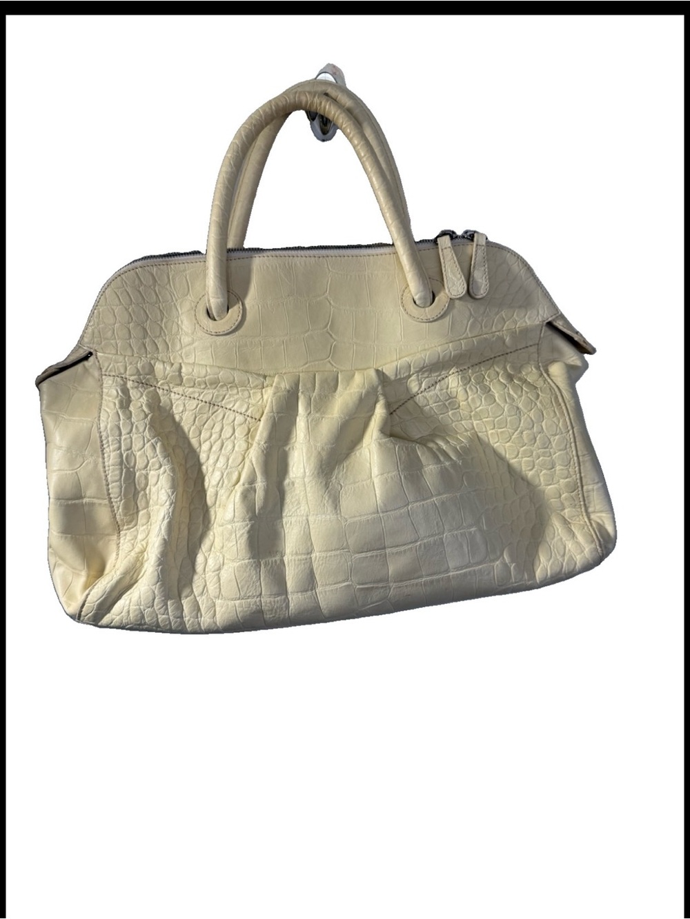 vintage Furla cream crocodile-embossed leather
satchel